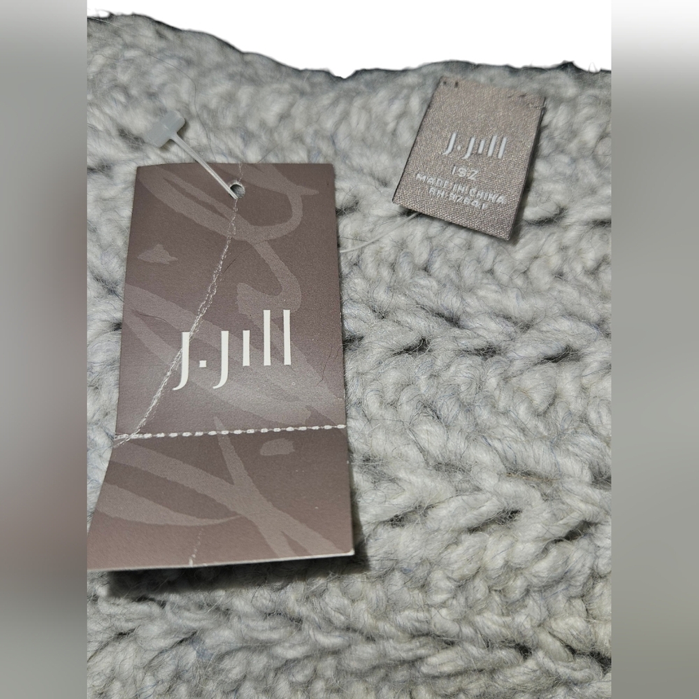 NWT J.Jill Cable Knitted Light Grey Heather Alpaca Blend Scarf - Picture 2 of 3